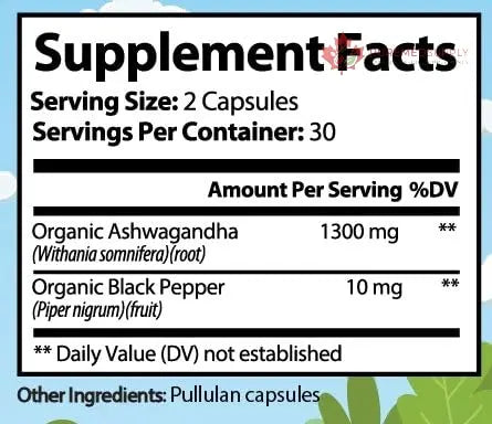 Premium Organic Ashwagandha with Black Pepper - 1300mg per Serving, 60 Capsules - Made in USA, FDA Registered Facility - Enhanced Absorption with Piperine for Optimal Performance Organic Strength buy supplements canada