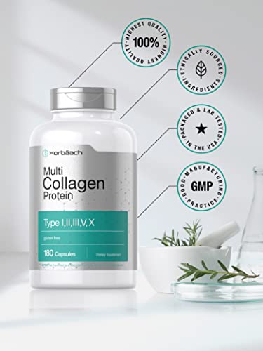 Multi Collagen Protein 2000 mg | 180 Capsules | Type I, II, III, V, X | Collagen Peptide Pills Horbäach buy supplements canada