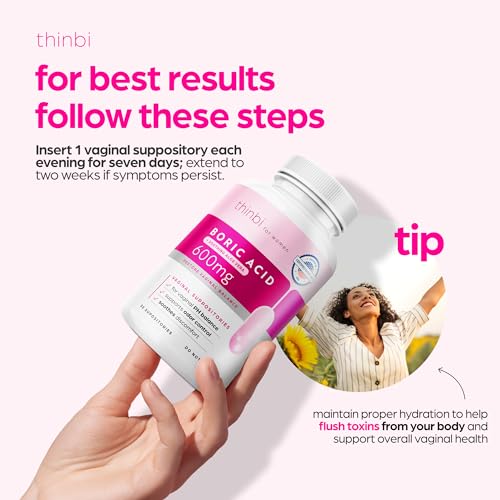 Thinbi Boric Acid Suppositories for Women w/Aloe Vera - BV Treatment & PH Balance Artnaturals buy supplements canada