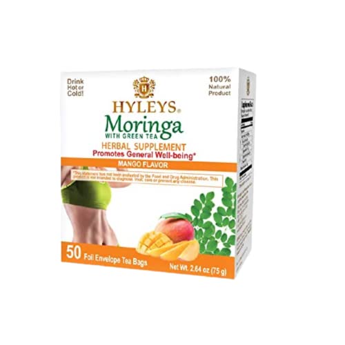 Hyleys Tea Moringa Oleifera with Mango Flavor - 50 Tea Bags (6 Pack - 300 Tea Bags total) (Miracle Tree Tea) HYLEYS buy supplements canada