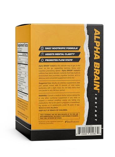 ONNIT Alpha Brain Instant Cognitive Support Drink Mix, Nootropic Supplement for Focus, Memory and Clarity, Peach Flavor, 0.13 oz Packets, 30 Count ONNIT buy supplements canada