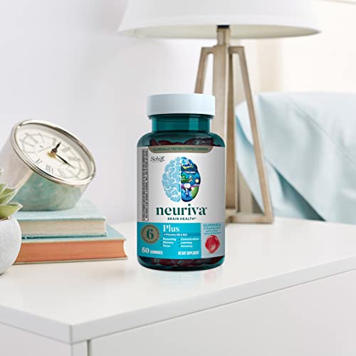 NEURIVA Plus Decaffeinated Nootropic Brain Supplement for Memory, Focus & Concentration & Cognitive Function, Clinically Tested NeuroFactor, Phosphatidylserine, Vitamins B6 B12,50ct Strawberry Gummies NEURIVA buy supplements canada