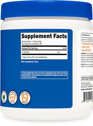 Nutricost Pure L-Citrulline (Base) Powder 250 Grams Nutricost buy supplements canada