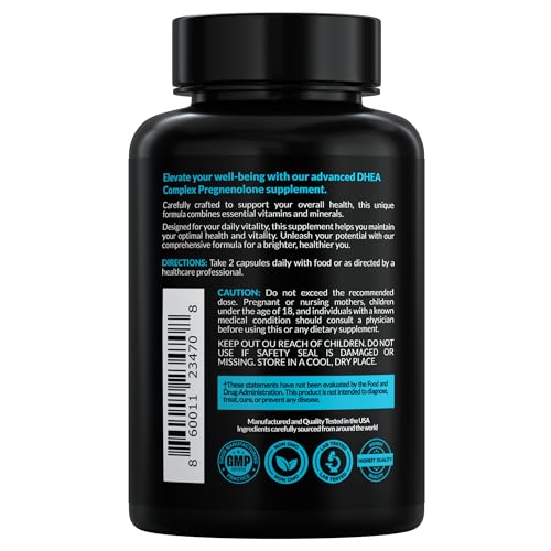 DHEA Micronized 200mg Complex with Pregnenolone 100mg Supplement for Men & Women with Ashwagandha, DIM, Magnesium, Boron, Calcium , Zinc, Vitamin D3, C and B6 Hormone Support - Made in USA 90 Capsules EVERYDAY NUTRITION buy supplements canada