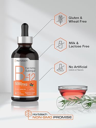 B-12 | 5000mcg | 4oz | Natural Berry Flavor Fast-Acting Sublingual Liquid Vitamin Horbäach buy supplements canada