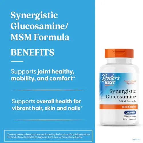 Doctors Best Synergistic Glucosamine MSM Formula, Joint Support, Non-GMO, Gluten Free, Soy Free 180 Capsules Doctor's BEST buy supplements canada