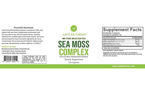 Antler Farms – 100% Pure Sea Moss Complex, 130 Capsules, Organic & Wildcrafted Irish Antler Farms buy supplements canada