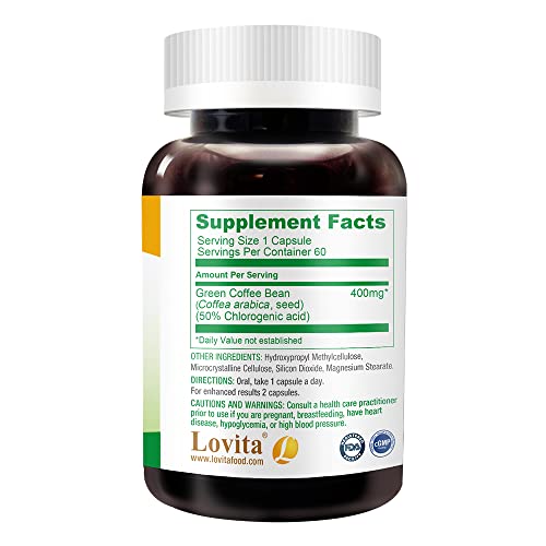 Lovita High-Potency Green Coffee Extract: 1600mg Equivalent, 50% Chlorogenic Acid Lovita buy supplements canada