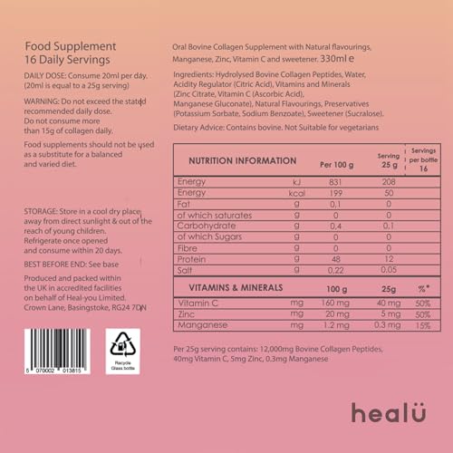 Collagen Supplements for Women, Highest-Dose 12000mg Liquid Collagen Peptides, Bovine Collagen Healu buy supplements canada