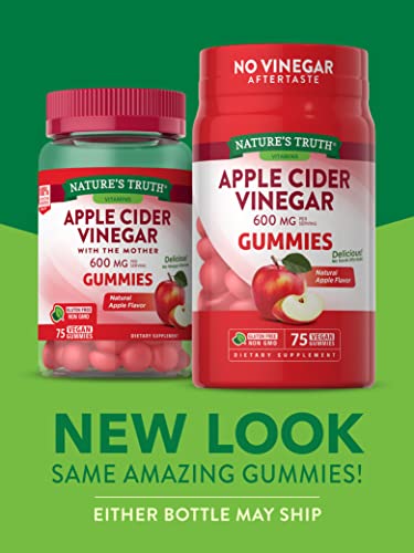 Nature's Truth Apple Cider Vinegar Gummies | 600 mg | 75 Gummies | Natural Apple Flavor Nature's Truth buy supplements canada