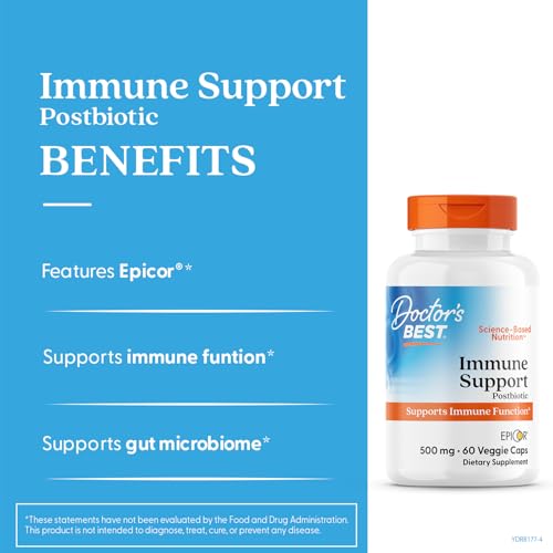 Doctors Best Immune Support Postbiotic, Supports Immune Function, Non-GMO, Gluten Free, Vegan 60 Veggie Caps Doctor's BEST buy supplements canada