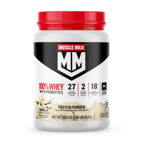 Muscle Milk 100% Whey With Probiotics Protein Powder, Vanilla, 1.85 Pound, 23 Servings Muscle Milk buy supplements canada