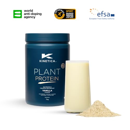 Kinetica Vanilla Flavour Plant Protein 1kg | Blend of Pea and Rice Protein | Vegan Kinetica buy supplements canada
