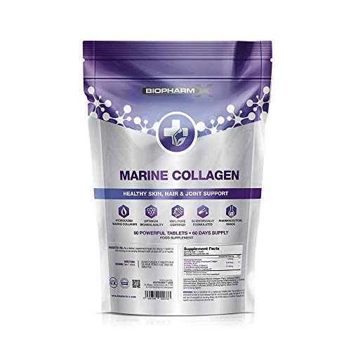 Marine Collagen 1000mg Tablets + Vitamin C (2 Month Supply / 60 High Strength Capsules) Biopharm-X buy supplements canada