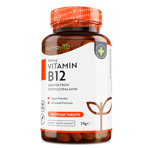Vitamin B12 1000mcg - 365 High Strength Vegan Tablets (1 Year Supply) - Max Strength Nutravita buy supplements canada