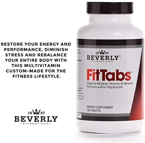 Beverly International Fit Tabs Daily Multi-Vitamin/Mineral with Iron Peptonate,120 Tablets. (30 Servings) Notice The Difference Beverly International buy supplements canada