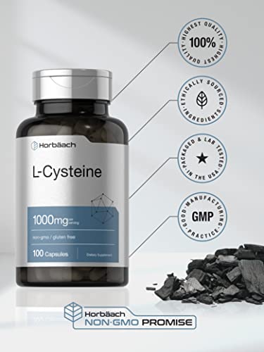 L-Cysteine 1000mg | 100 Powder Capsules | Non-GMO, Gluten Free Supplement Horbäach buy supplements canada