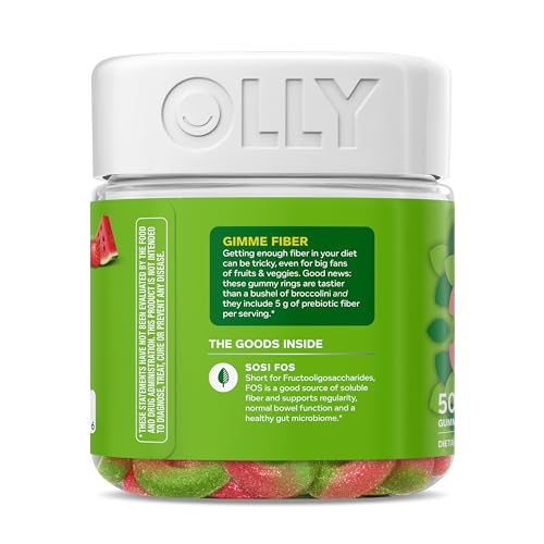 OLLY Fiber Gummy Rings, 5g Prebiotic Fiber, FOS (Fructo-oligosaccharides), Digestive Support, Berry Melon 50ct OLLY buy supplements canada