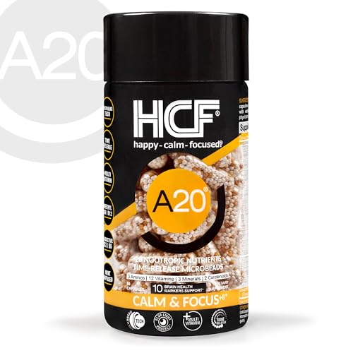 HCF A20 Microbead Brain Health Supplements for Adults for Memory, Focus, Calm, Mood, Alertness, Attention, Vision, Sleep, Immune System, 20 Premium Nootropic Nutrients Multivitamin & 7 Advances® Tech HCF buy supplements canada