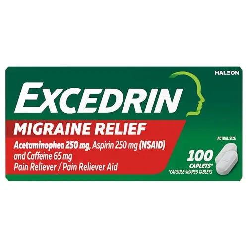 Excedrin Migraine Relief Caplets for Migraine Symptoms, Acetaminophen 250mg, Aspirin 250mg, Caffeine 65mg, Pain Reliever, 100 Count GlaxoSmithKline buy supplements canada
