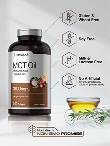 Keto MCT Oil Capsules 3600mg | 300 Softgels | Coconut Oil Pills | Non-GMO and Gluten Horbäach buy supplements canada