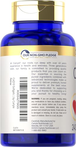 Carlyle CoQ10 100mg | 240 Softgels | Mega Q-Sorb Coenzyme Q-10 | with Black Pepper Carlyle buy supplements canada