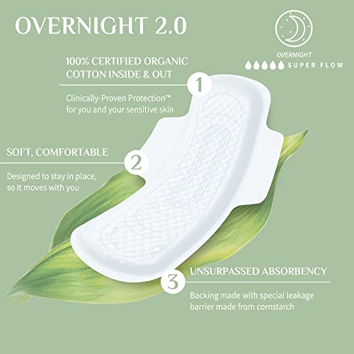 Organyc New and Improved 100% Certified Organic Cotton Overnight Feminine Pads Organyc buy supplements canada