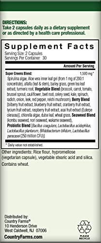 COUNTRY FARMS Super Greens Vegicaps, 32 Super Foods, Whole Food Supplement COUNTRY FARMS buy supplements canada