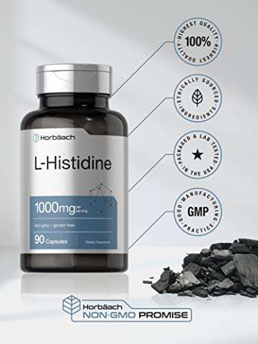 Horbaach L-Histidine 1000mg 90 Capsules | Non-GMO and Gluten Free | Pharmaceutical Horbäach buy supplements canada