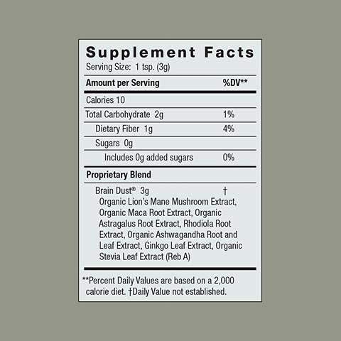 Moon Juice Brain Dust - Adaptogenic Mushroom Supplement for Memory & Focus - Lion’s Mane, Ginkgo Biloba & Ashwagandha - Caffeine-Free, Vegan Brain Supplement - 1.5 oz Moon Juice buy supplements canada