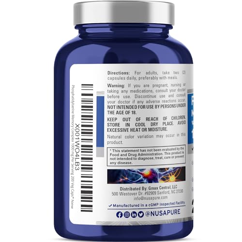 NusaPure Phosphatidylserine Memory Ultimate Complex 1000mg 200 Vegetarian Caps NusaPure buy supplements canada