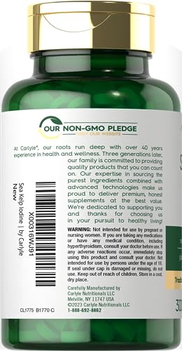 Sea Kelp Iodine Supplement | 225mcg | 300 Tablets | Non-GMO, Gluten Free | Traditional Carlyle buy supplements canada