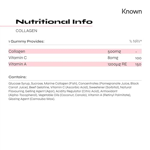 Marine Collagen Gummies by Known Nutrition with Vitamin C | 60 One-a-Day 500mg Hydrolysed Marine Collagen Gummies Known buy supplements canada