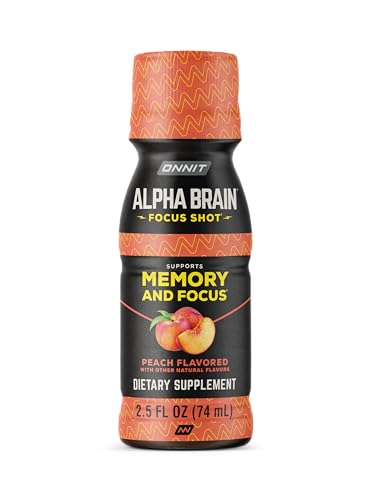 ONNIT Alpha Brain Focus Shot, Peach Flavor, Nootropic Dietary Supplement Drink That Supports Energy, Focus, and Mood, IGEN™ Non-GMO Tested, 2.5 fl oz, 6 Count ONNIT buy supplements canada