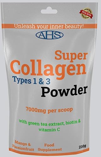 AHS Super Flavoured (Mango & Passionfruit) Collagen Powder 7000MG Per Scoop with Green Tea Extract AHS buy supplements canada