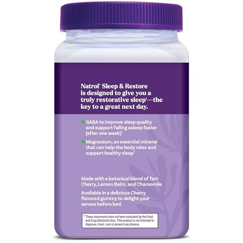 Natrol Sleep & Restore Magnesium Glycinate Blend Gummies, Magnesium for Sleep Aids for Adults, Melatonin-Free, Cherry Flavored, 30 Day Supply Natrol buy supplements canada