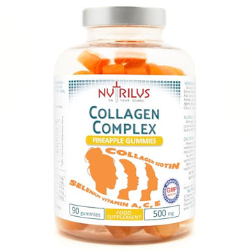 Collagen Complex 90 Natural Pineapple Gummies 500mg - Large Pack - with Biotin & Selenium Nutrilus buy supplements canada