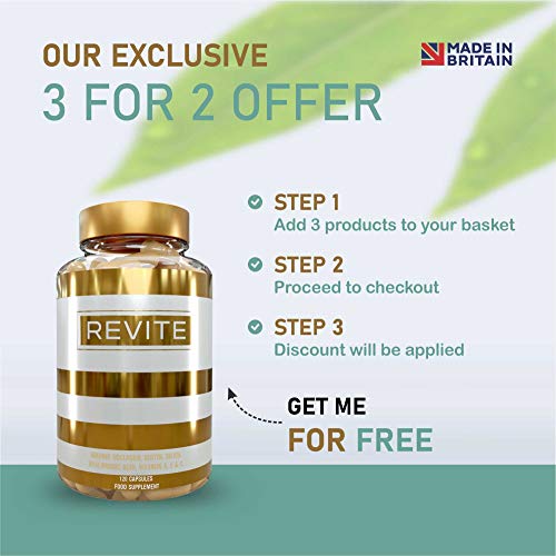 Marine Collagen Capsules 2000mg, Hyaluronic Acid, Silica, Biotin, Vitamin A, E & C Hair Revite buy supplements canada