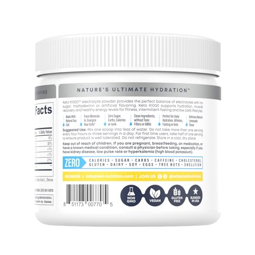 Hi-Lyte Keto K1000 Electrolyte Powder | Lemonade | Hydration Supplement Drink Mix Hi-Lyte buy supplements canada