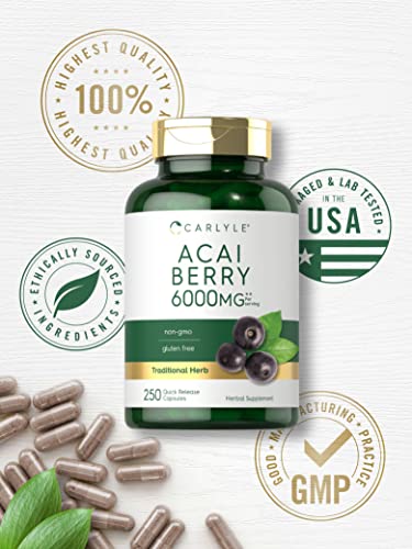 Carlyle Acai Berry Capsules 6000mg | 250 Count | Non-GMO & Gluten Free Acai Berry Carlyle buy supplements canada