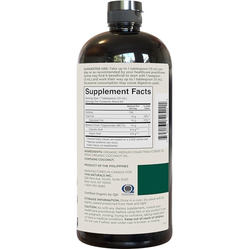 Viva Naturals Organic MCT Oil for Keto Coffee (32 fl oz) - Best MCT Oil Supplement Viva Naturals buy supplements canada