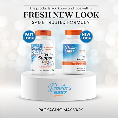 Doctor's Best Vein Support Supplement - Contains Diosmin & Hesperidin, Circulation Support for Legs & Feet, for Men & Women, Formula with Vitamin K2 & Natural Orange Extract, Vegan - 60 Veg Caps Doctor's BEST buy supplements canada
