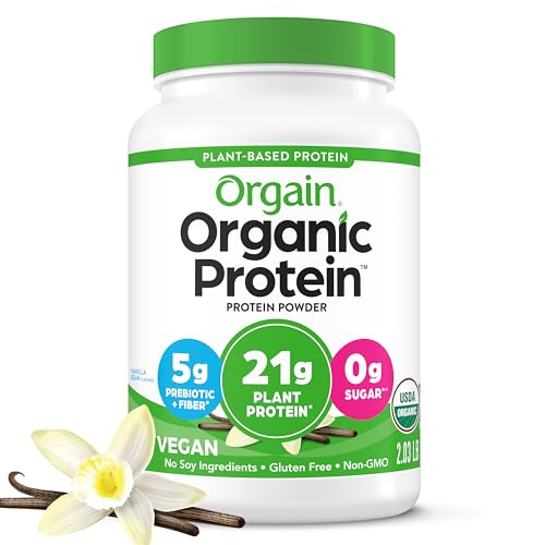 Orgain Organic Vegan Protein Powder, Vanilla Bean - 21g Plant Based Protein, Gluten Free Orgain buy supplements canada