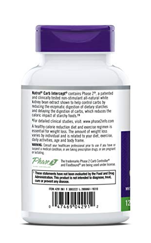 Natrol Carb Intercept with Phase 2 Carb Controller Capsules, White Kidney Bean Extract Natrol buy supplements canada