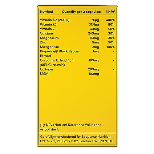 Vitl Bone & Joint Supplement - 60 Capsules - with Calcium, Manganese, Hydrolysed Type II Collagen & Turmeric - Maintenance for Joints, Bones VITL buy supplements canada