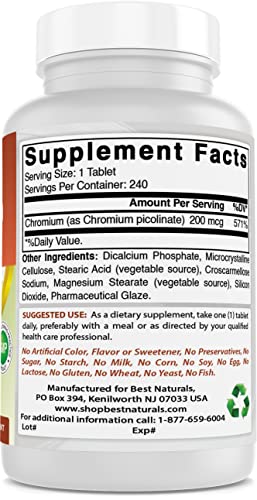 Best Naturals Chromium Picolinate Tablet, 200 mcg, 240 Count Best Naturals buy supplements canada
