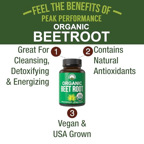 USDA Organic Beet Root Vegan Capsules. Beets Juice Powder Super Food Pills 1200 mg Peak Performance buy supplements canada