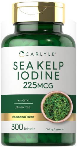 Sea Kelp Iodine Supplement | 225mcg | 300 Tablets | Non-GMO, Gluten Free | Traditional Carlyle buy supplements canada