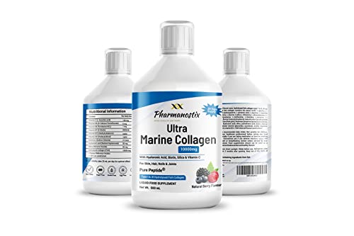 Marine Collagen Liquid 10000mg Sugar Free Berry Flavour, Hydrolysed Peptides, Hyaluronic Acid, Biotin, Silica, Vitamin C, Healthy Skin Pharmanostix buy supplements canada