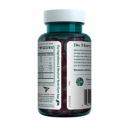 NEURIVA Plus Decaffeinated Nootropic Brain Supplement for Memory, Focus & Concentration & Cognitive Function, Clinically Tested NeuroFactor, Phosphatidylserine, Vitamins B6 B12,50ct Strawberry Gummies NEURIVA buy supplements canada